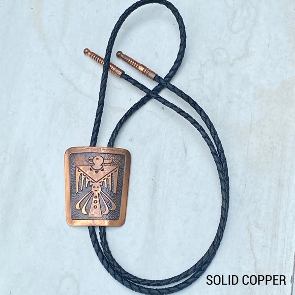 Vintage Bell Trading Post Thunderbird Copper Native American Bolo Tie - Picture 3 of 13